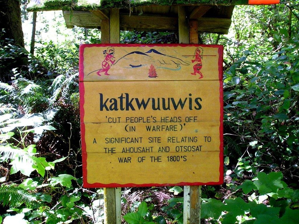 Wildside Trail Sign, Katkuwiis, Ahousaht Territories. Photo: Tara Atleo.